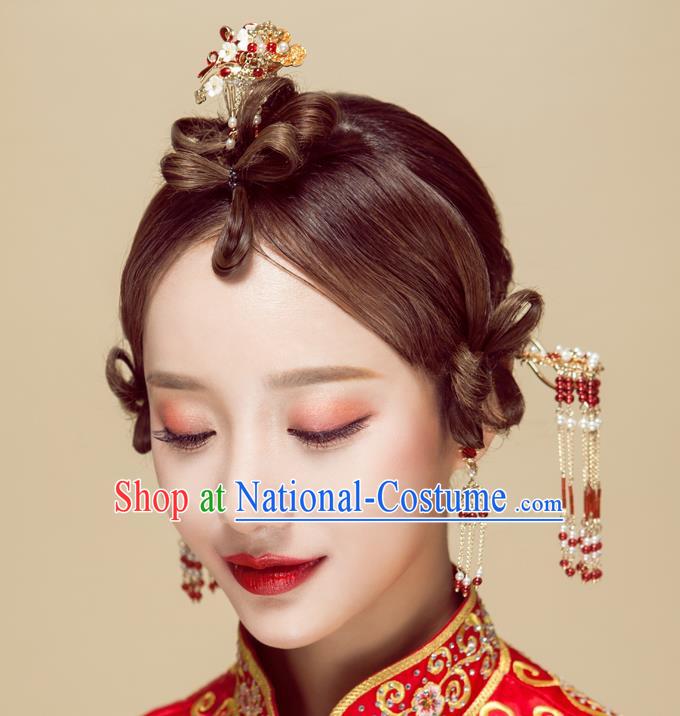 Chinese Handmade Classical Wedding Hair Accessories Ancient Xiuhe Suits Step Shake Hairpins for Women