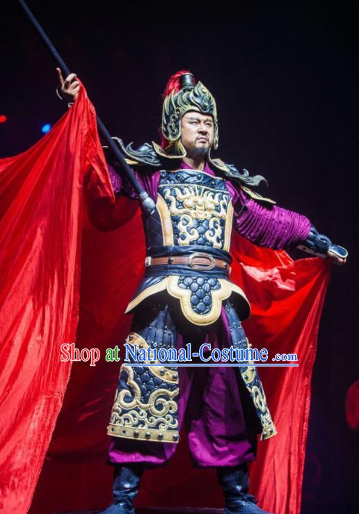 Chinese The Romantic Show of Songcheng General Helmet and Body Armour Stage Performance Dance Costume for Men